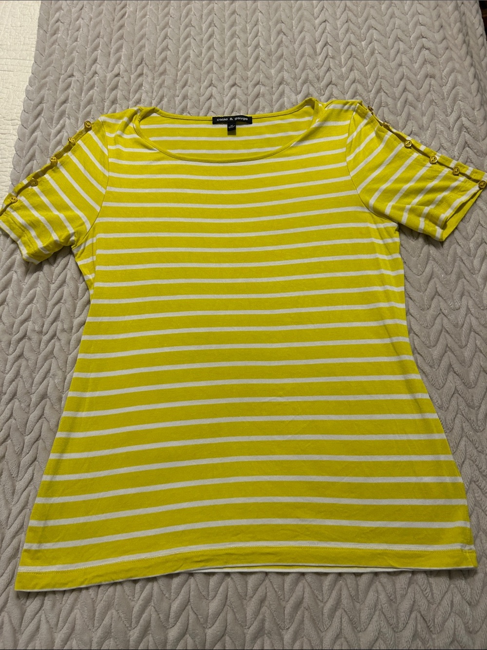 Cable & Gauge Yellow and White Striped Short-Sleeve Tee